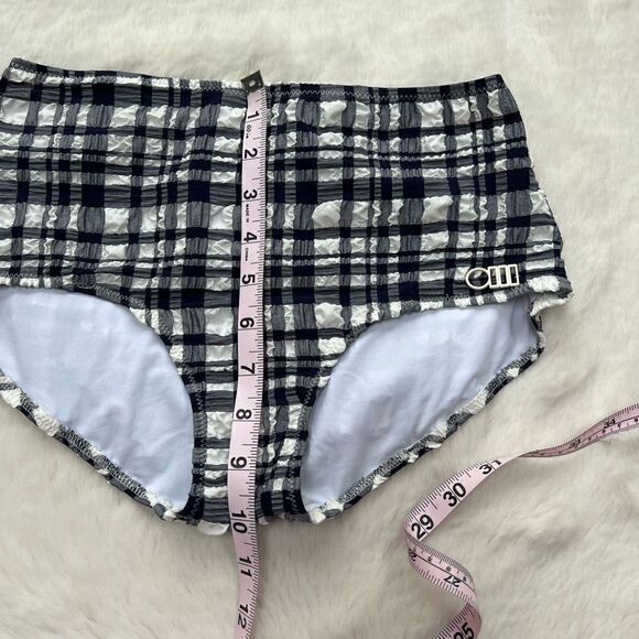 NWOT Solid & Striped Women's Ginger Bikini Bottom Puckered Madras Navy White S - Picture 10 of 11